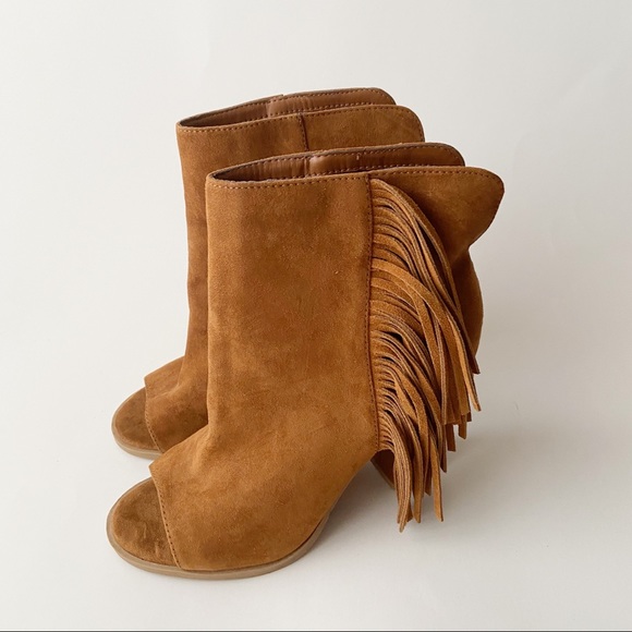 Dolce Vita Shoes - Dolce Vita Booties DV Fringe Peep Toe Brown 6.5